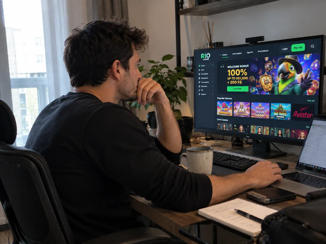 Alex Vega checking a casino website
